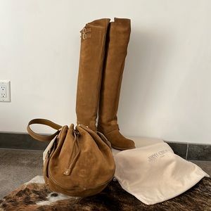 Jimmy Choo suede bag.